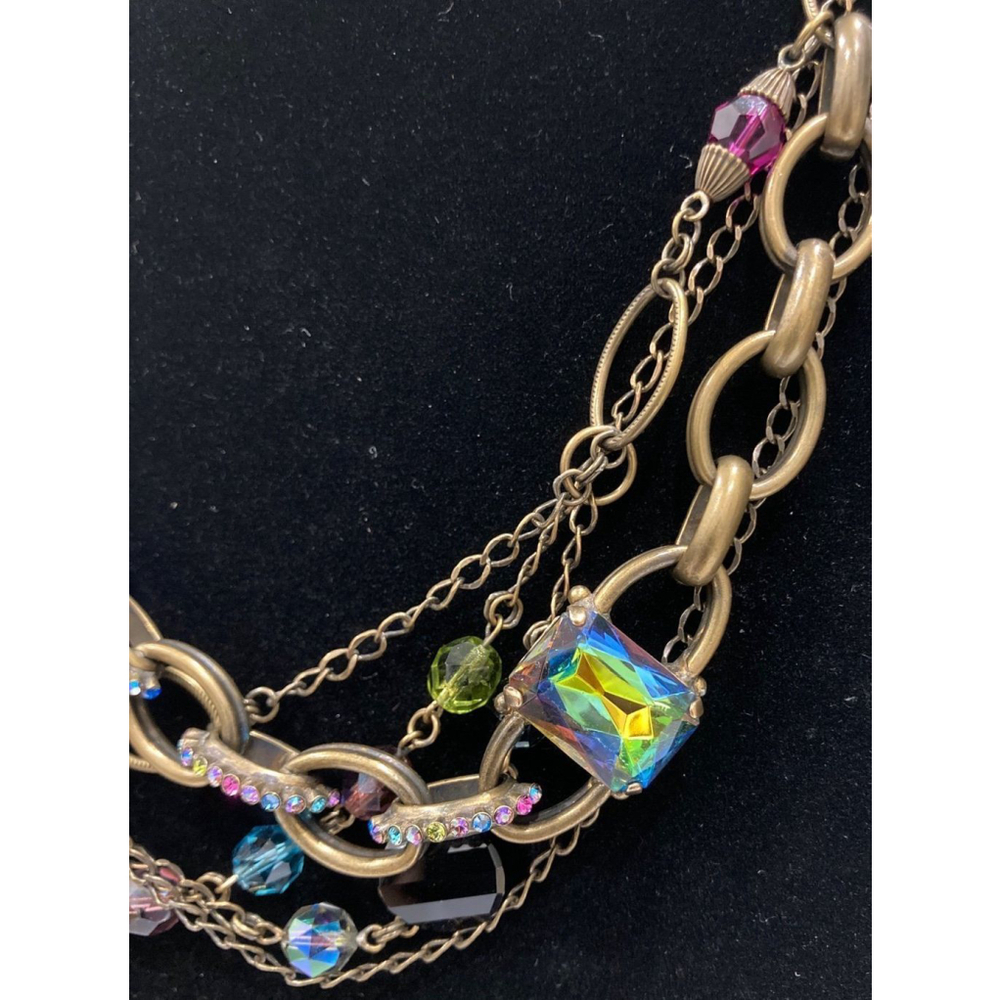 Unique***Sorrelli Multi Strand Iridescent Necklace - image 5